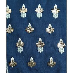 Pine Kids Woven Three Fourth Sleeves Kurti Chudidar Set with Dupatta & Floral Embroidery & Sequin Detailing - Navy Blue