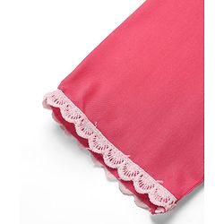 Pine Kids Woven Three Fourth Sleeves Kurti Palazzo Set with Dupatta & Floral Embroidery - Pink