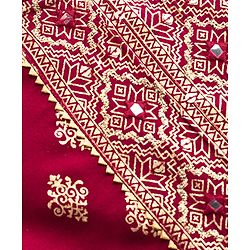 Pine Kids Three Fourth Bell Sleeves Indo western Sets with Jacket Embroidery & Sequin Detailing - Maroon