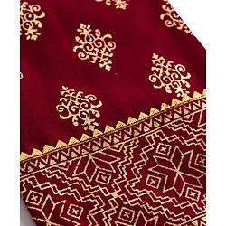 Pine Kids Three Fourth Bell Sleeves Indo western Sets with Jacket Embroidery & Sequin Detailing - Maroon