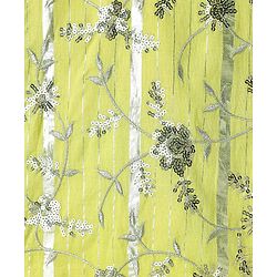 Pine Kids Woven Full Sleeves Kurta Pajama Set With Floral Embroidery & Sequin Detailing - Yellow & White