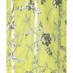 Pine Kids Woven Full Sleeves Kurta Pajama Set With Floral Embroidery & Sequin Detailing - Yellow & White