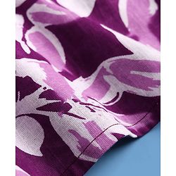 Pine Kids Cotton Woven Full Sleeves Kurta Pajama Set With Floral Print - Purple