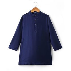 Pine Kids Cotton Woven Full Sleeves Kurta Pyjama Set with Jacket With Paisley Print - Blue