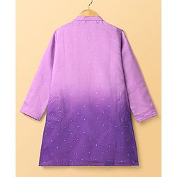 Pine Kids Woven Full Sleeves Kurta Pajama Set With Ombre Effect & Foil Print - Lilac