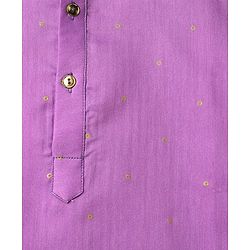 Pine Kids Woven Full Sleeves Kurta Pajama Set With Ombre Effect & Foil Print - Lilac