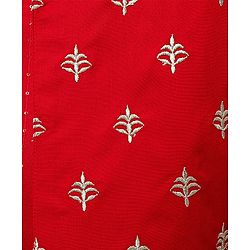 Pine Kids Woven Mandarin Collar Full Sleeves Kurta Pyjama Set With Printed Jacket & Sequin Detailing  - Red