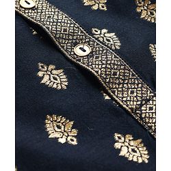Pine Kids Woven Full Sleeves Kurta Pajama Set with Motif Print - Navy Blue