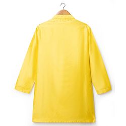 Pine Kids Woven Mandarin Collar Full Sleeves Kurta Pyjama Set With Floral Print Jacket - Yellow