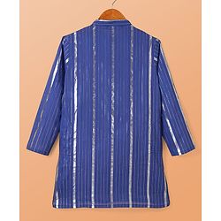 Pine Kids Woven Full Sleeves Kurta Pyjama Set with Stripes  - Blue & White