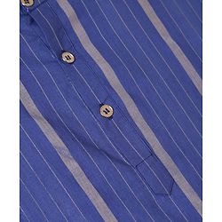 Pine Kids Woven Full Sleeves Kurta Pyjama Set with Stripes  - Blue & White