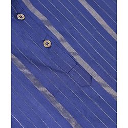 Pine Kids Woven Full Sleeves Kurta Pyjama Set with Stripes  - Blue & White