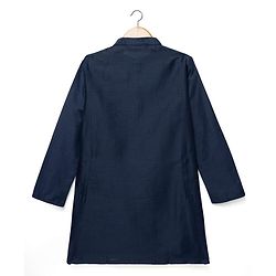 Pine Kids Woven Full Sleeves Mandarin Collar Kurta Pyjama Set With Sequin Detailing Jacket - Blue