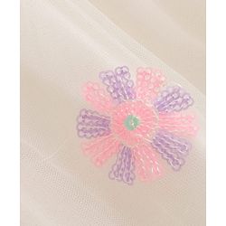 Pine Kids Woven Half Sleeves Choli Lehenga Set with Dupatta & Sequin Detailing - White