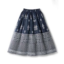 Pine Kids Woven Sleeveless Choli Lehenga & Dupatta Set with Floral Foil Print - Navy Blue