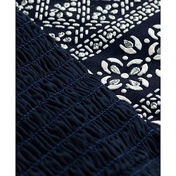 Pine Kids Woven Sleeveless Choli Lehenga & Dupatta Set with Floral Foil Print - Navy Blue