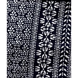 Pine Kids Woven Sleeveless Choli Lehenga & Dupatta Set with Floral Foil Print - Navy Blue