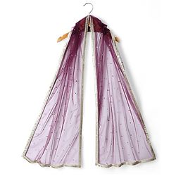 Pine Kids Woven Half Sleeves Printed Choli Lehenga Set With Sequin Detailing & Dupatta Set - Wine