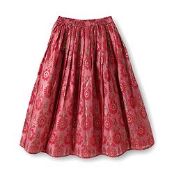 Pine Kids Woven Half Sleeves  Choli Lehenga Set with Dupatta & Floral Print & Embroidery - Dark Pink