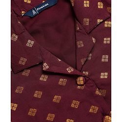 Pine Kids Woven Half Sleeves Choli Lehenga Set with Dupatta & Zari Detailing - Wine