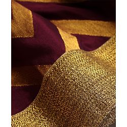 Pine Kids Woven Half Sleeves Choli Lehenga Set with Dupatta & Zari Detailing - Wine