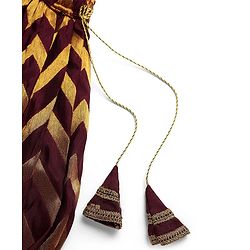 Pine Kids Woven Half Sleeves Choli Lehenga Set with Dupatta & Zari Detailing - Wine