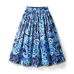 Pine Kids Woven Half Sleeves Choli Lehenga Set with Dupatta Floral Print Embroidery & Sequin Detailing - Blue