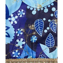 Pine Kids Woven Half Sleeves Choli Lehenga Set with Dupatta Floral Print Embroidery & Sequin Detailing - Blue