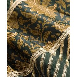 Pine Kids Woven Half Sleeves Choli Lehenga & Dupatta Set With Floral Print - Green
