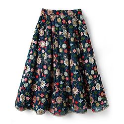 Pine Kids Woven Sleeveless   Choli Lehenga Set with Dupatta & Floral Embroidery  -Navy Blue