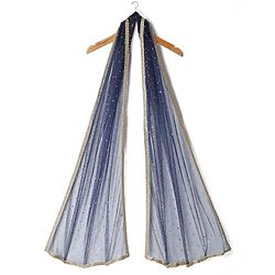 Pine Kids Woven Half Sleeves Floral Printed Choli Lehenga Set with Dupatta - Navy Blue