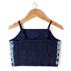 Pine Kids Woven Sleeveless Choli Lehenga Set with Dupatta Print Embroidery & Sequin Detailing - Navy Blue