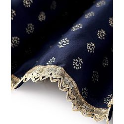 Pine Kids Woven Sleeveless Choli Lehenga Set with Dupatta Print Embroidery & Sequin Detailing - Navy Blue