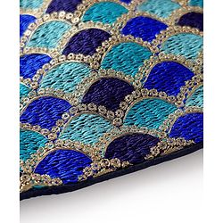 Pine Kids Woven Sleeveless Choli Lehenga Set with Dupatta Print Embroidery & Sequin Detailing - Navy Blue