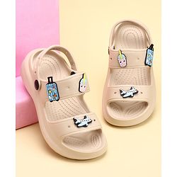 Pine Kids Back Strap Clogs with Airplane Applique - Beige