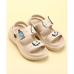 Pine Kids Back Strap Clogs with Airplane Applique - Beige