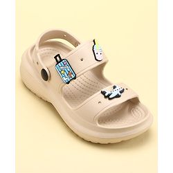 Pine Kids Back Strap Clogs with Airplane Applique - Beige