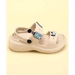 Pine Kids Back Strap Clogs with Airplane Applique - Beige