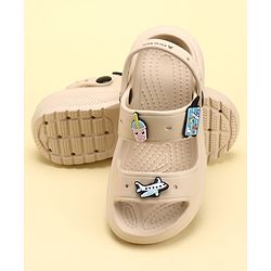Pine Kids Back Strap Clogs with Airplane Applique - Beige