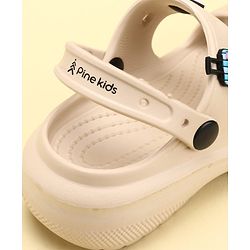Pine Kids Back Strap Clogs with Airplane Applique - Beige