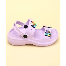 Pine Kids Back Strap Clogs with Donuts Applique - Purple