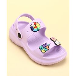 Pine Kids Back Strap Clogs with Donuts Applique - Purple