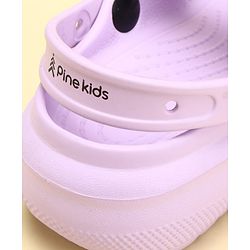 Pine Kids Back Strap Clogs with Donuts Applique - Purple
