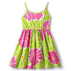 Pine Kids Cotton Knit Half Sleeves Jacket & Frock With Floral Print - Pink & Limegreen