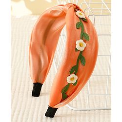 Pine Kids Hair Band with Floral Applique - Peach