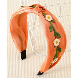 Pine Kids Hair Band with Floral Applique - Peach