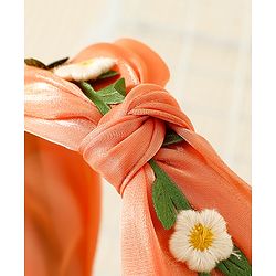 Pine Kids Hair Band with Floral Applique - Peach