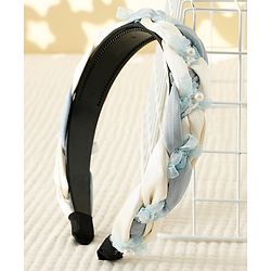 Pine Kids Free Size Hair Band With Pearl Detailing - Blue & White