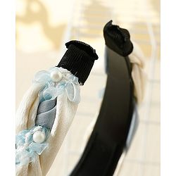 Pine Kids Free Size Hair Band With Pearl Detailing - Blue & White