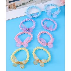 Pine Kids Hair Rubber Bands Pack of 8 With Butterfly Applique- Multicolor